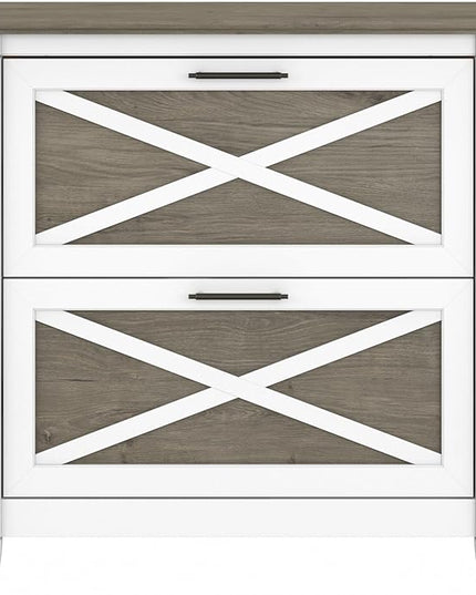 Bush Furniture Key West Lateral File Cabinet, Modern Farmhouse 2 Drawer File Cabinet for Home Office - LeafyLoom