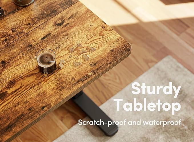 BANTI 63'' Standing Desk, Electric Stand up Height Adjustable Home Office Table, Sit Stand Desk with Splice Board, Rustic Brown - LeafyLoom