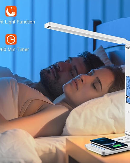 AFROG 5th Gen Multifunctional LED Desk Lamp with USB Charging Port,1800Lux Super Bright,5 Lighting Mode,7 Brightness, Touch Control, Auto Timer, 12W Office Table Lamp - LeafyLoom