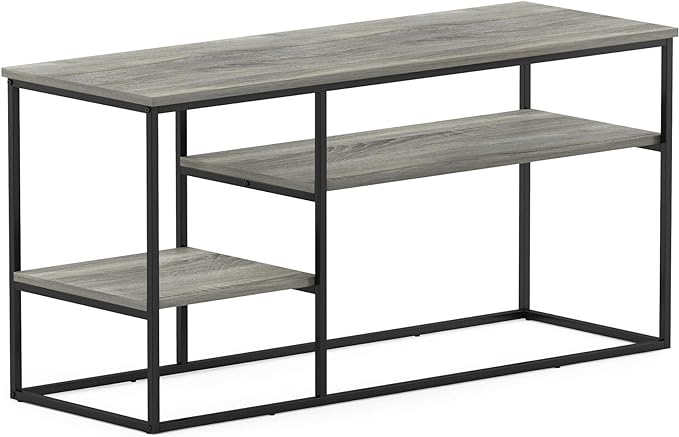Furinno Moretti Modern Lifestyle TV Stand, French Oak Grey - LeafyLoom