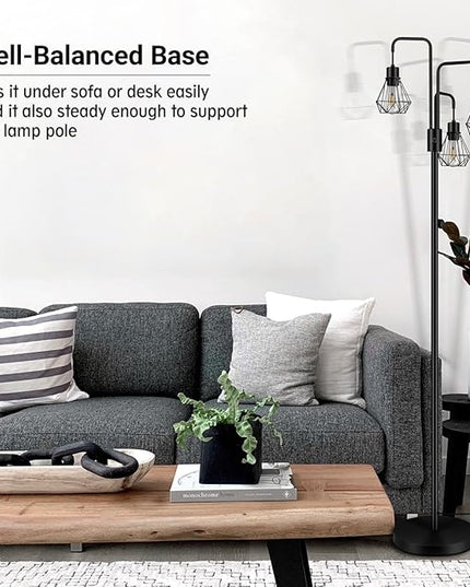 BoostArea Industrial Floor Lamp,Metal Diamond Lampshade,Modern Stand Up Lamp with 3 Light, Bulbs Not Included,Simple Design Floor Lamp for Bedroom, Living Room, Office, Kids Room, Reading - LeafyLoom