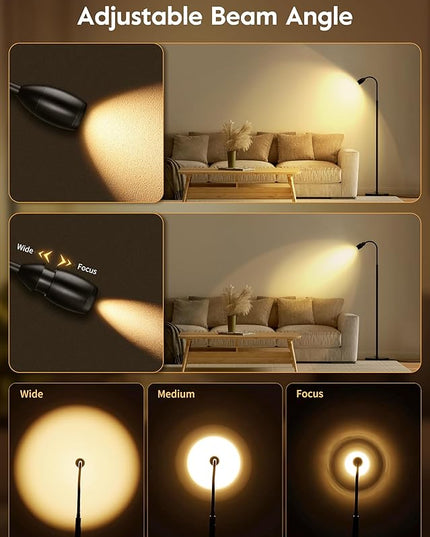 Brightown LED Floor Lamp - Shrinkable Spotlights Adjustable Slim Lighting with Flexible Goose Necks, Standing Lamp for Reading Handicraft Standing Lights, Work On Lights - LeafyLoom