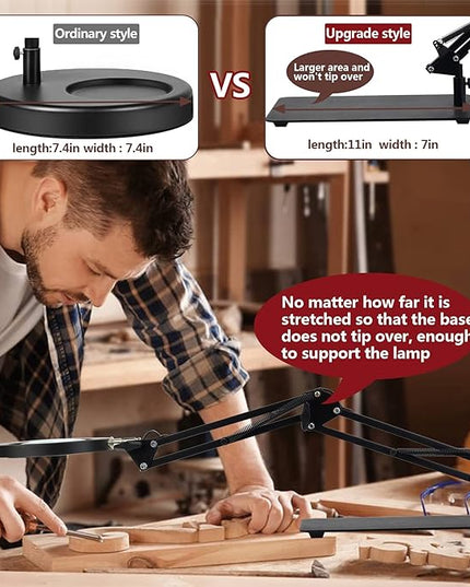 5X & 10X Magnifying Glass with Light and Stand, KIRKAS 2-in-1 Stepless Dimmable and 3 Color Modes LED Magnifying Desk Lamp, 10X Ultra-high Magnification Glass Lens for Precision Machinery Repair-Black - LeafyLoom
