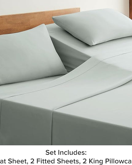 UGG 33613 Alahna Split King Bed Sheet and Pillowcase Luxury 5-Piece Set Machine Washable Deep Pockets Wrinkle-Resistant Breathable Cozy Comfort Silky Cooling Sheets, Split King, Mineral - LeafyLoom