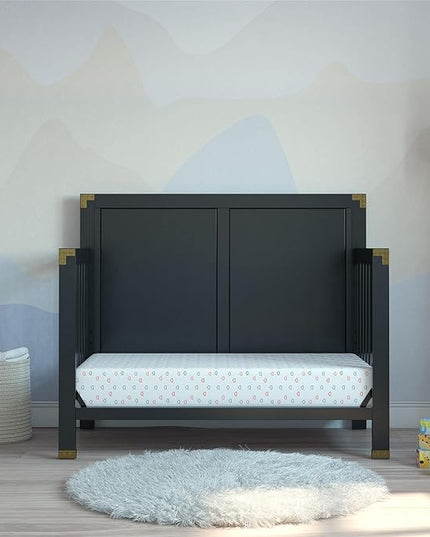 Baby Relax Miles 5-in-1 Convertible Crib, Solid Pine Wood, Black - LeafyLoom