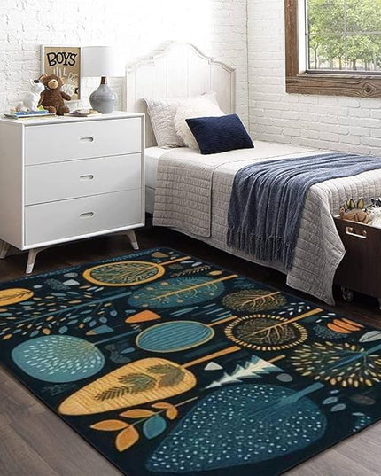 Soft Kids Play Area Rugs 3D Home Set Cartoon Doodle Trees Beautiful Hand Drawn Childish Primitive Style Plush Rugs Non Slip Shaggy Carpets for Kids' Bedroom Classroom Playroom Nursery Décor - LeafyLoom