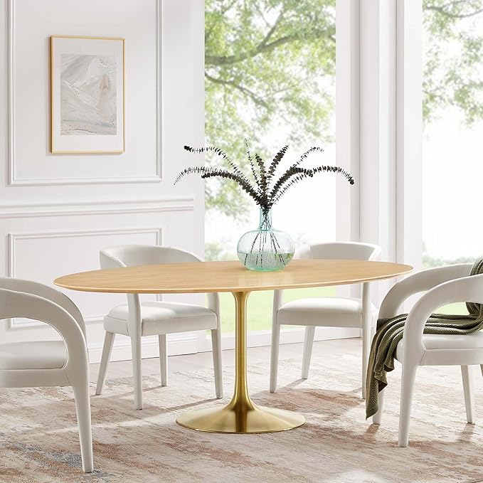 Modway Lippa Dining Table, 78", Gold Natural - LeafyLoom