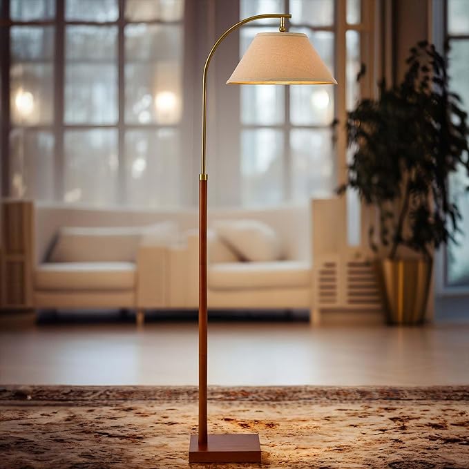 63" Gold Floor Lamp for Living Rooms Tall Arc Standing Lamps for Bedrooms Tall Lamps with Foot Switch for Bedroom - LeafyLoom