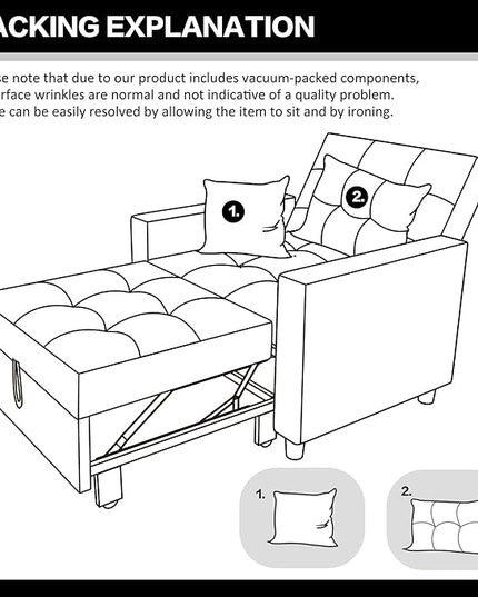 XSPRACER [UPDATED] Convertible Chair Bed, Sleeper Chair Bed 3 in 1, Stepless Adjustable Backrest,Armchair, Sofa, Bed, Linen, Silver, Single One - LeafyLoom