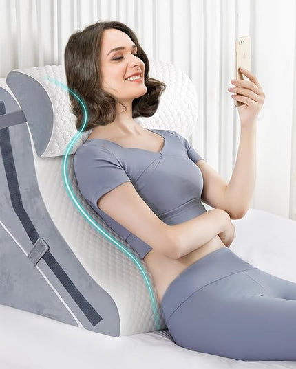 Wedge Pillow for Sleeping, Orthopedic Bed Wedge Pillow Set, 15-in-1 Adjustable Memory Foam Wedge Pillow Post Surgery, 9 &16 & 20 inches Height 3-in-1 Incline Pillows Wedges for Back Pain/Acid Reflux - LeafyLoom