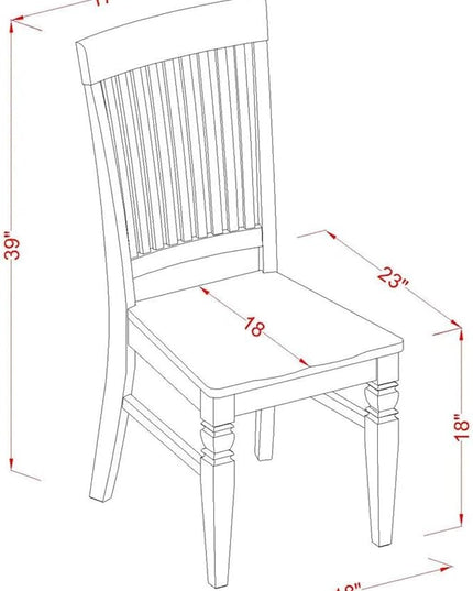 East West Furniture WEC-BCH-W Weston Dining Chairs - Slat Back Wooden Seat Chairs, Set of 2, Black & Cherry - LeafyLoom