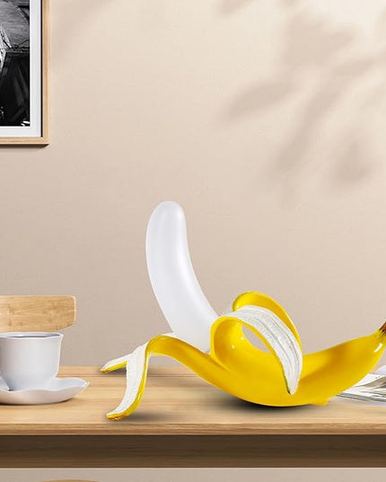Modern Banana Table Lamp, Desk Lamp,Led Night Light Baking Finish Resin Banana Lighting Fixture for Living Room, Bedroom,Home Office,Kids Room (Lying) - LeafyLoom