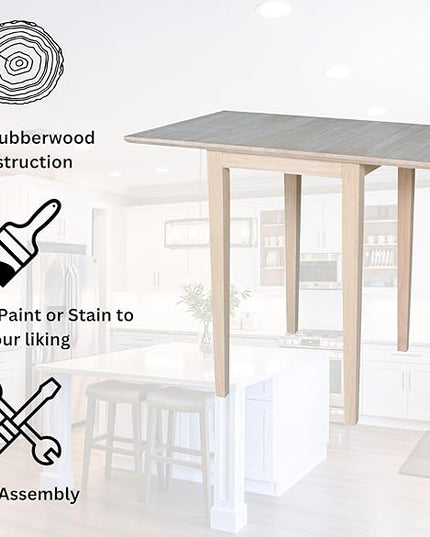 International Concepts Small Drop-leaf Table, Unfinished - LeafyLoom