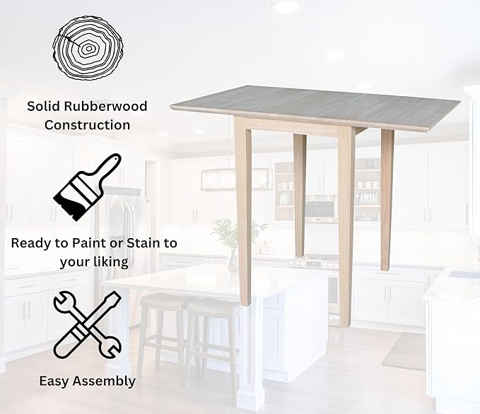International Concepts Small Drop-leaf Table, Unfinished - LeafyLoom