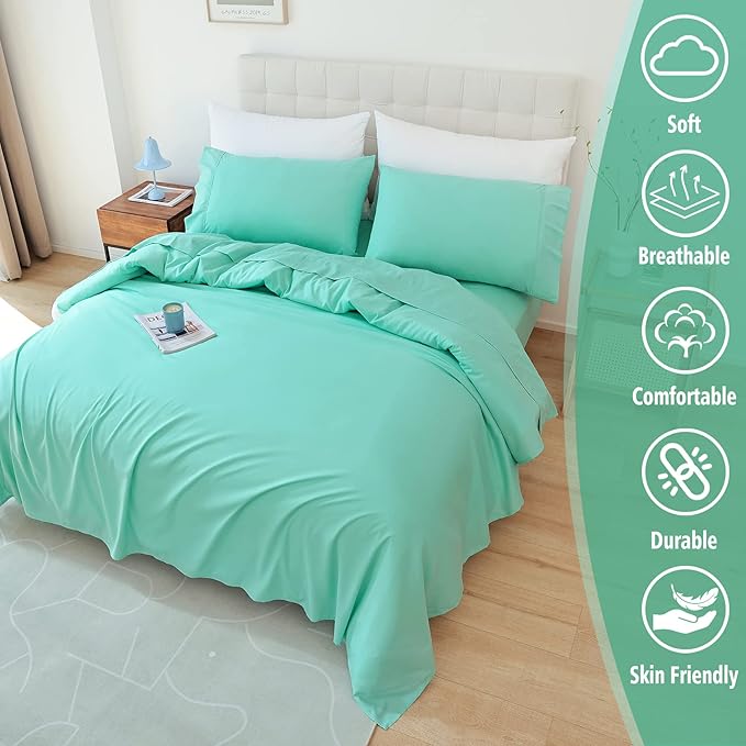 Twin Sheet Set - 3 Piece Soft Breathable Bed Sheets for Twin Size Bed, Extra Deep Pocket Lxuury Brushed Sheets, Cooling Hotel Bedding Sheets and Pillowcases, Wrinkle Free Oeko-Tex Sheets - LeafyLoom