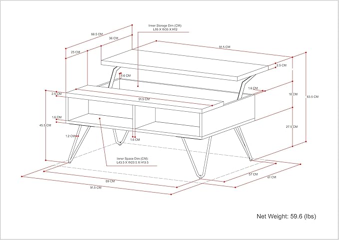 SIMPLIHOME Hunter SOLID MANGO WOOD and Metal 36 inch Wide Rectangle Industrial Contemporary Small Lift Top Coffee Table in Natural, for the Living Room and Family Room - LeafyLoom