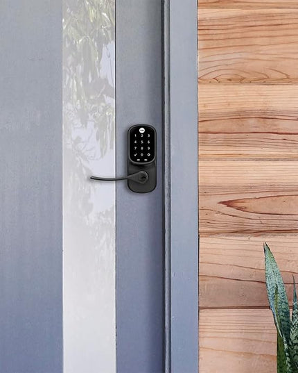 Yale Assure Lever Entry Door Handle with Keypad, Black Suede Smart Door Lock with Handle, Back-Up Key, and Z-Wave, ‎YRL226-ZW2-BSP Yale
