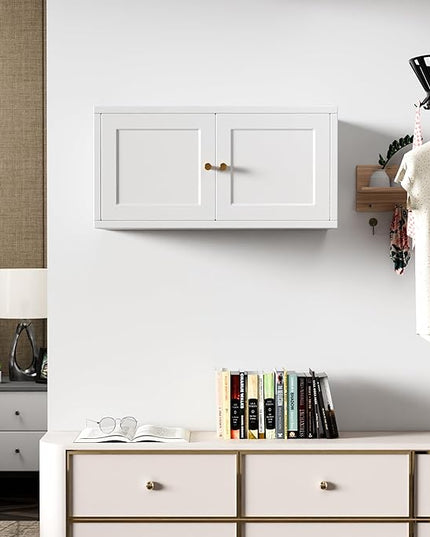 Metal Wall Cabinet, Metal Accent Storage Cabinet with Doors for Kitchens, Dining, and Living rooms, Assembly Required - LeafyLoom