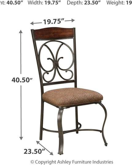 Signature Design by Ashley Glambrey Old World Dining Chair with Cushion, 4 Count,, Brown - LeafyLoom