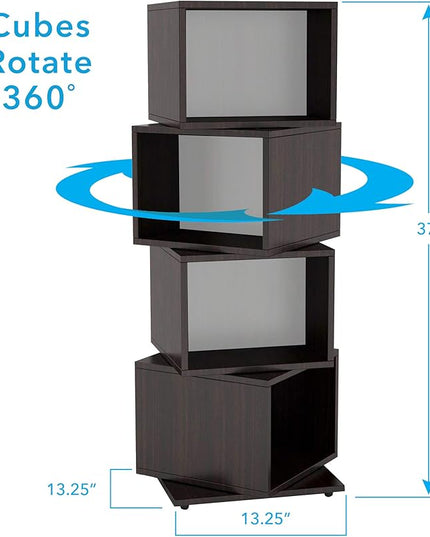 Atlantic 4 Tier Rotating Cube Espresso - LeafyLoom