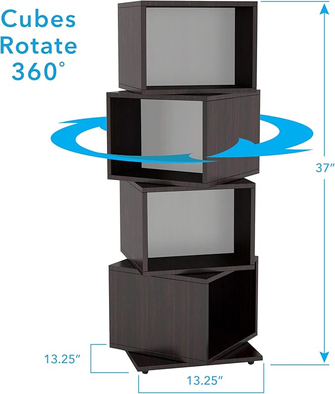 Atlantic 4 Tier Rotating Cube Espresso - LeafyLoom
