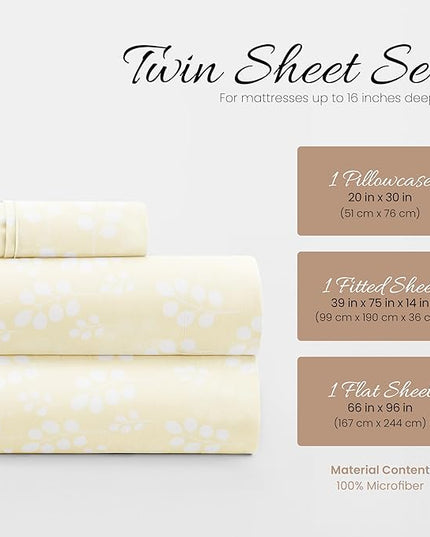 Linen Market 4 Piece Twin Bedding Sheet Set (Wheatfield Ivory) - Sleep Better Than Ever with These Ultra-Soft & Cooling Bed Sheets for Your Twin Size Bed - Deep Pocket Fits 16" Mattress - LeafyLoom