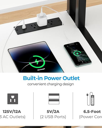 GreenForest 55 inch Computer Desk with Drawers and Outlets, Home Office Desk with Storage and Printer Shelf, Work Desk with Fabric File Drawer, Study Desk with Monitor Stand, Computer Table, White - LeafyLoom