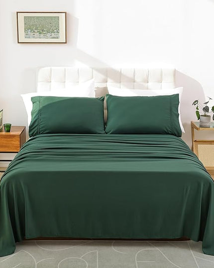 Full Sheet Set - 4 Piece Soft Breathable Bed Sheets for Full Size Bed, Extra Deep Pocket Lxuury Brushed Sheets, Cooling Hotel Bedding Sheets and Pillowcases, Wrinkle Free Oeko-Tex Sheets - LeafyLoom