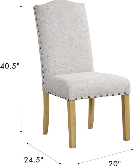 HomePop Classic Parsons Dining Chairs, Set of 2, Neutral Oatmeal Textured Solid Woven (Set of 2) - LeafyLoom