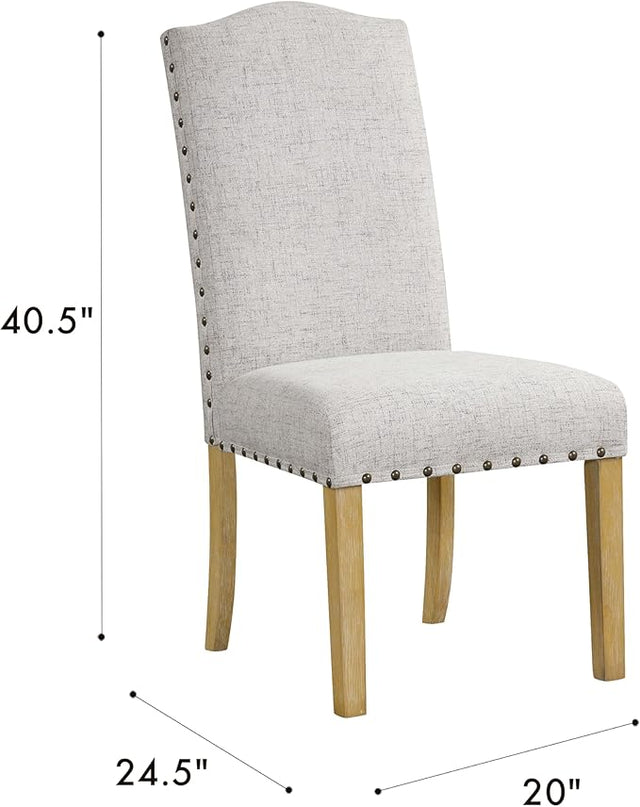 HomePop Classic Parsons Dining Chairs, Set of 2, Neutral Oatmeal Textured Solid Woven (Set of 2) - LeafyLoom