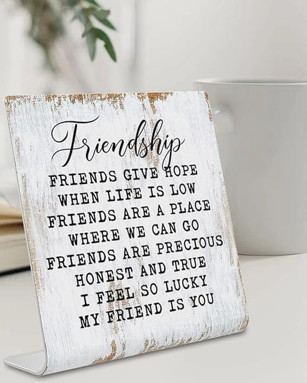 Friendship Signs for Women Friends, Friend Birthday Gift Ideas Office Gifts for Friends Sisters Coworkers Decorations On Shelf Table Desk for Living Room Bedroom Home Office dksg11 - LeafyLoom