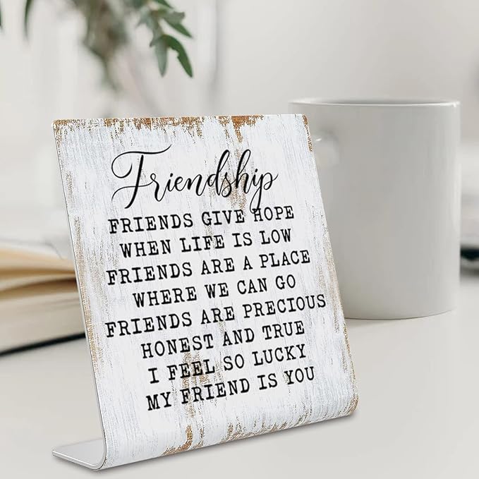 Friendship Signs for Women Friends, Friend Birthday Gift Ideas Office Gifts for Friends Sisters Coworkers Decorations On Shelf Table Desk for Living Room Bedroom Home Office dksg11 - LeafyLoom
