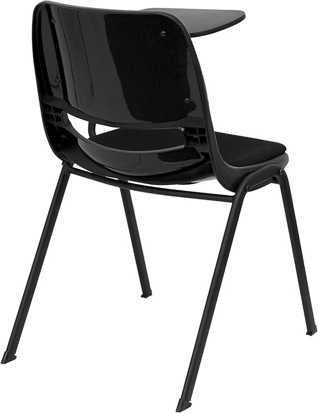 Flash Furniture Black Padded Ergonomic Shell Chair with Left Handed Flip-Up Tablet Arm - LeafyLoom