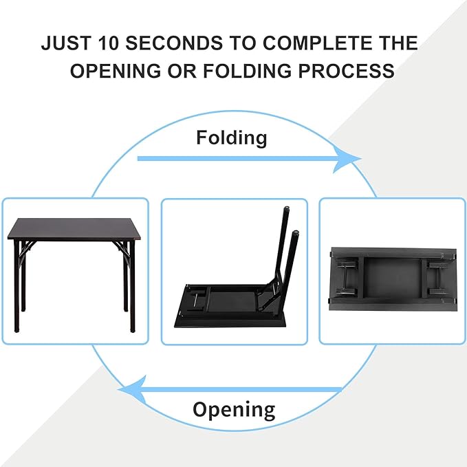 Need Folding Desk - 31 1/2" No Assembly Foldable Small Computer Table,Sturdy and Heavy Duty Writing Desk for Small Spaces, Black&Black Frame - LeafyLoom