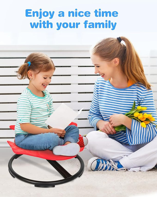 Autism Kids Swivel Chair, Spinning Chair, Sit and Spin Spinning Stool for Child Aged 3+, Red Sensory Toys Wobble Chair Training Child's Body Coordination Ability Relieve Motion Sickness Symptoms - LeafyLoom