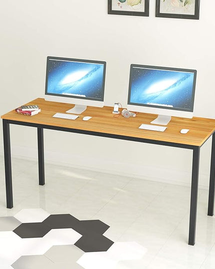 soges 63 Inch Long Computer Desk Home Office Table Writing Desk Study Table Gaming Table Computer WorkstationsTeak GCP2AC3-160TB - LeafyLoom