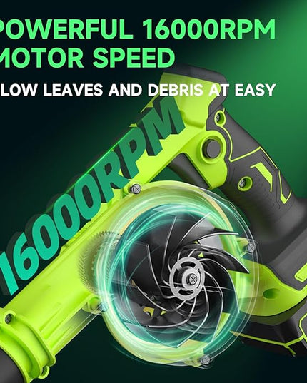 Cordless Leaf Blower with 2 Batteries, Charger & Dust Bag, 2-in-1 20V Cordless Vacuum Cleaner with Self-Locking Switch, Handheld Battery Powered Small Blower for Lawn Care/Dust/Pet Hair/Inflatable Bed - LeafyLoom