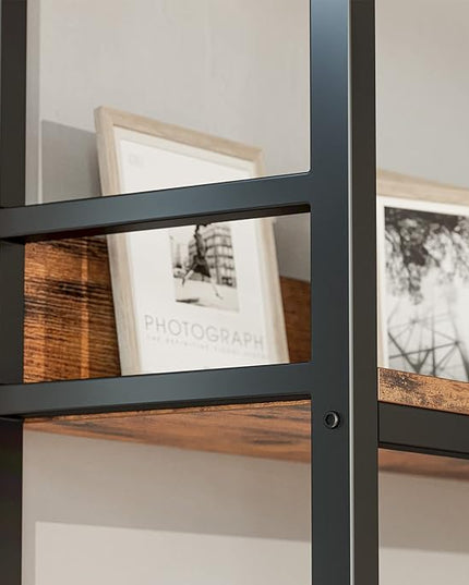 IRONCK Industrial Bookshelves 5 Tiers Corner Bookcases with Baffles Etagere Shelf Storage Rack with Metal Frame for Living Room Home Office - LeafyLoom