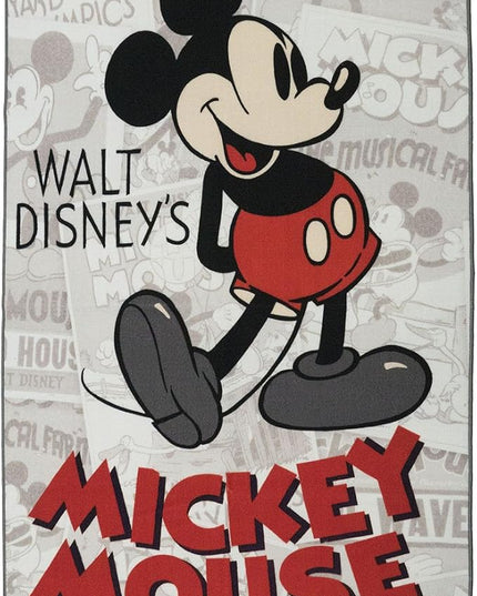 Gertmenian Disney Retro Classic Mickey Mouse Area Rug for Children & Teens, Kids Home Decor for Girls & Boys, 4x6 Large, Gray White, 31133 - LeafyLoom