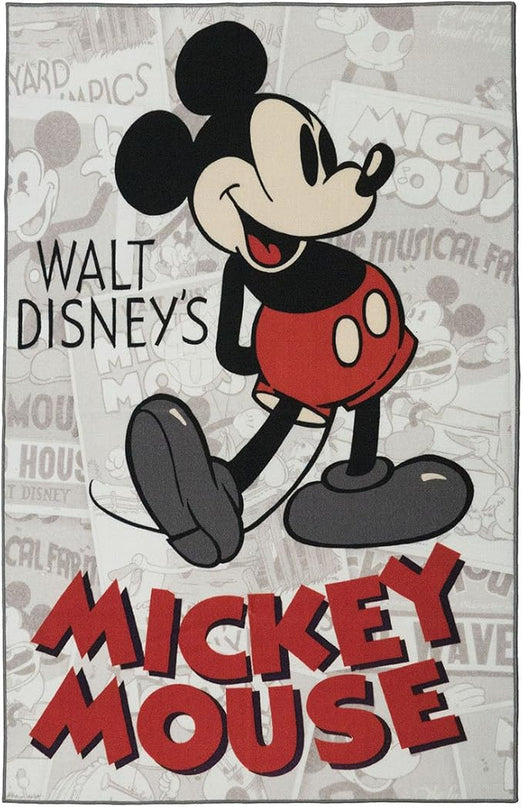 Gertmenian Disney Retro Classic Mickey Mouse Area Rug for Children & Teens, Kids Home Decor for Girls & Boys, 4x6 Large, Gray White, 31133 - LeafyLoom