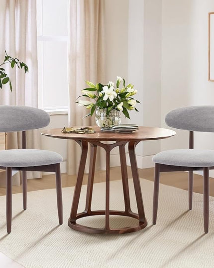 COLAMY Wooden Dining Chairs Set of 4, Modern Fabric Upholstered Kitchen Side Chairs, Farmhouse Dining Room Chair with Foot Pegs, Green - LeafyLoom