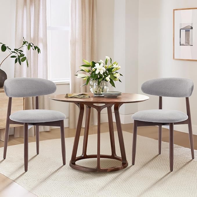 COLAMY Wooden Dining Chairs Set of 4, Modern Fabric Upholstered Kitchen Side Chairs, Farmhouse Dining Room Chair with Foot Pegs, Green - LeafyLoom