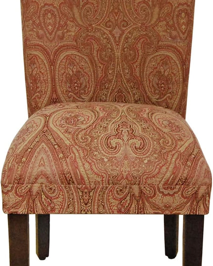 Homepop Home Decor |K1136-F765 | Classic Upholstered Parsons Dining Chair | Single Accent Dining Chair, Red & Gold Damask - LeafyLoom
