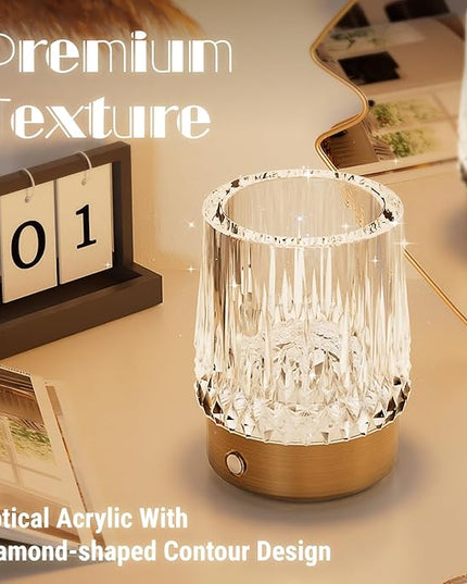 KOSTA Crystal Table Lamp Premium Vase Rechargeable Crystal Vase Lamp Heavy Handmade Modern Vases for Decor Home Bedroom Kitchen Office Living Room Birthday Gift - LeafyLoom