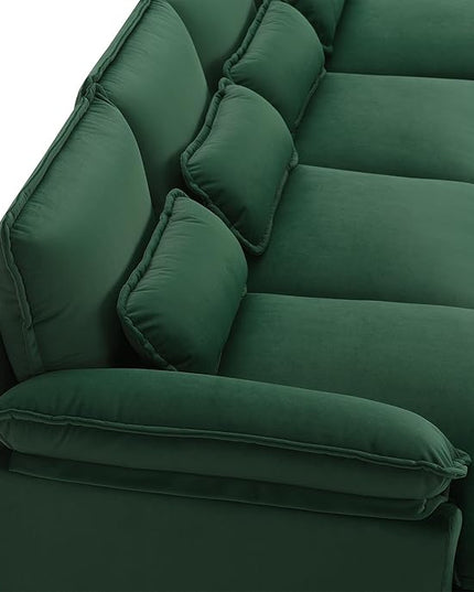 Symmetrical Modular Sectional Sofa with Chaise Lounge, 6 Seater Velvet Upholstered Cloud Couch, U Shaped Oversized Sleeper Sofa&Couches with Thicked Cushion & Detackable Backrest Living Room - LeafyLoom