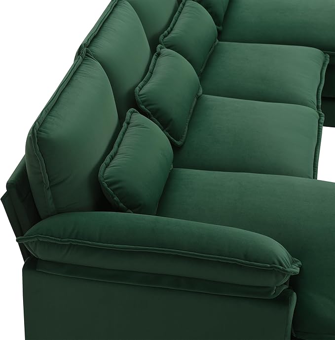Symmetrical Modular Sectional Sofa with Chaise Lounge, 6 Seater Velvet Upholstered Cloud Couch, U Shaped Oversized Sleeper Sofa&Couches with Thicked Cushion & Detackable Backrest Living Room - LeafyLoom