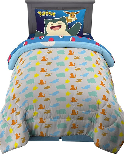 Franco Kids Bedding Super Soft Comforter and Sheet Set, 4 Piece Twin Size, Pokemon (Prints May vary) - LeafyLoom