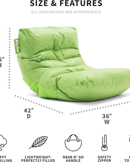 Big Joe Roma Bean Bag Chair, Spicy Lime Smartmax, Durable Polyester Nylon Blend, 3 feet - LeafyLoom