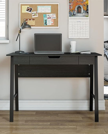 Ameriwood Home Oxford Computer Desk with Drawer, Black Oak - LeafyLoom