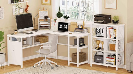 FATORRI 6 Cube Storage Organizer Shelf, Wood and Metal Cubby Bookcase, Modern Cube Bookshelf (White Oak) - LeafyLoom